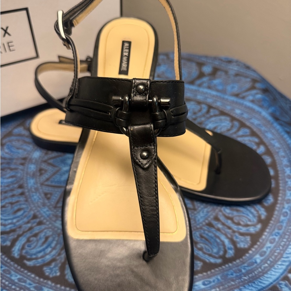 Alex Marie Black T-Strap Slingback Sandals - Picture 4 of 9